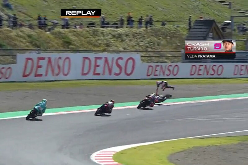 Veda Ega Pratama mengalami highside saat sesi kualifikasi Moto3 Jepang 2026(Dok. MotoGP)
