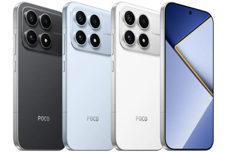 Poco X8s tersedia dalam tiga pilihan warna, yakni hitam, biru, dan putih.(Poco global)
