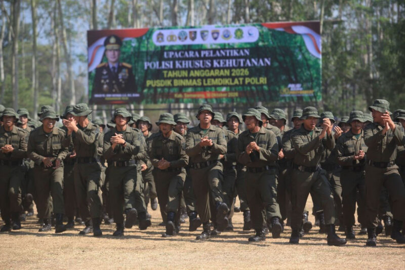 Pelantikan polisi khusus kehutanan yang merupakan tindak lanjut dari perintah presiden, Jumat (16/10/2026)(Febryan Kevin/Kompas.com )